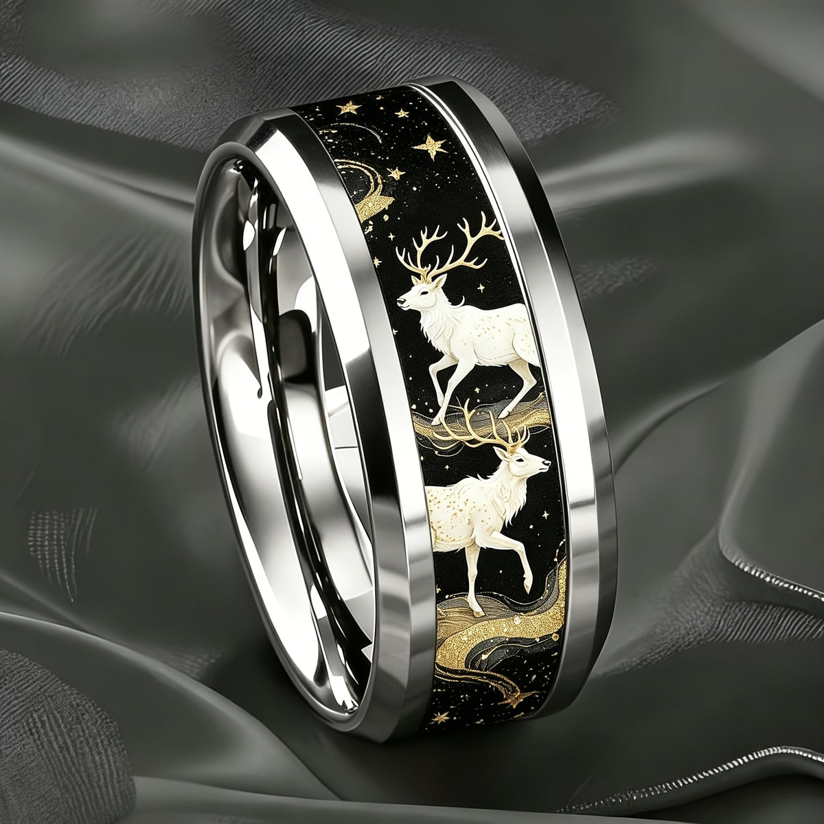 Starry Sky Deer Inlay Ring