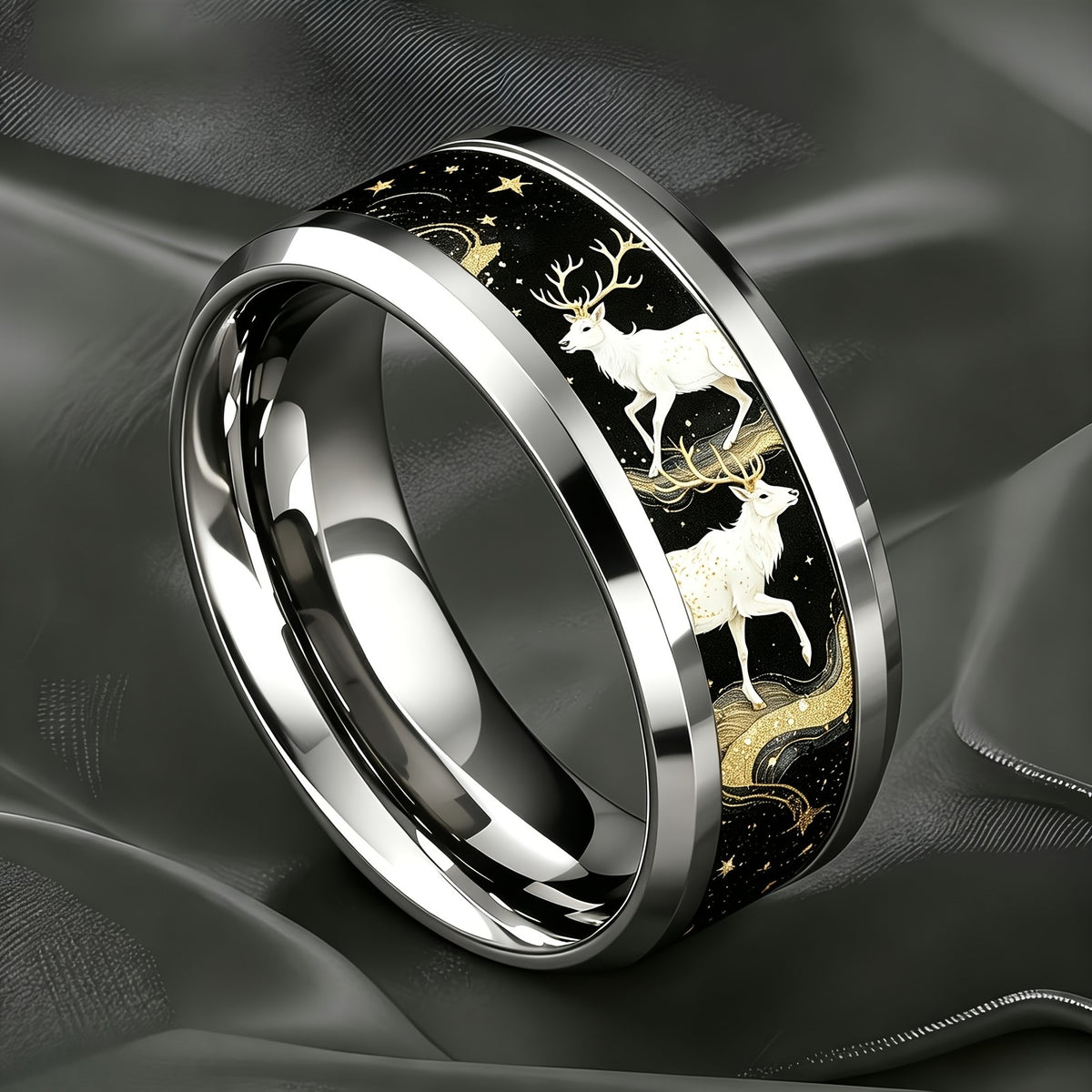 Starry Sky Deer Inlay Ring