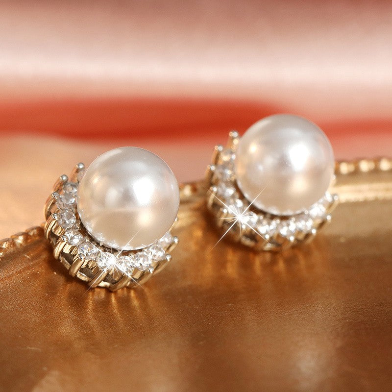 Pearl & Crystal Sunburst Stud Earrings