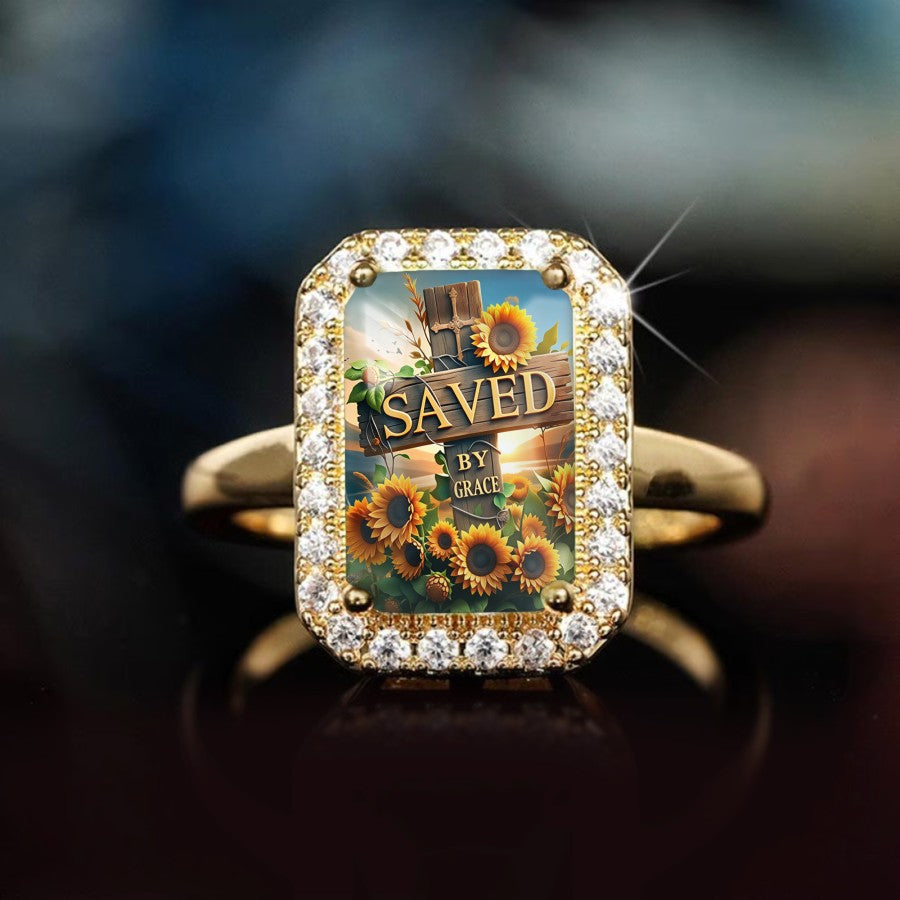 Saved By Grace Rectangular Ring