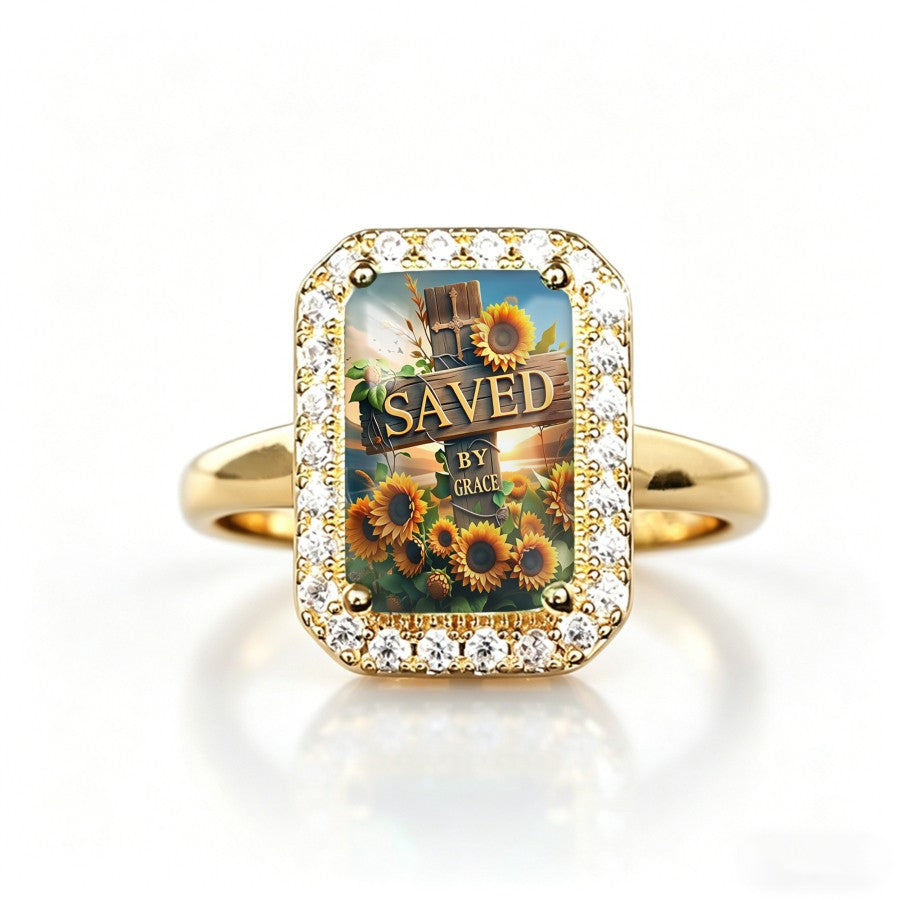 Saved By Grace Rectangular Ring