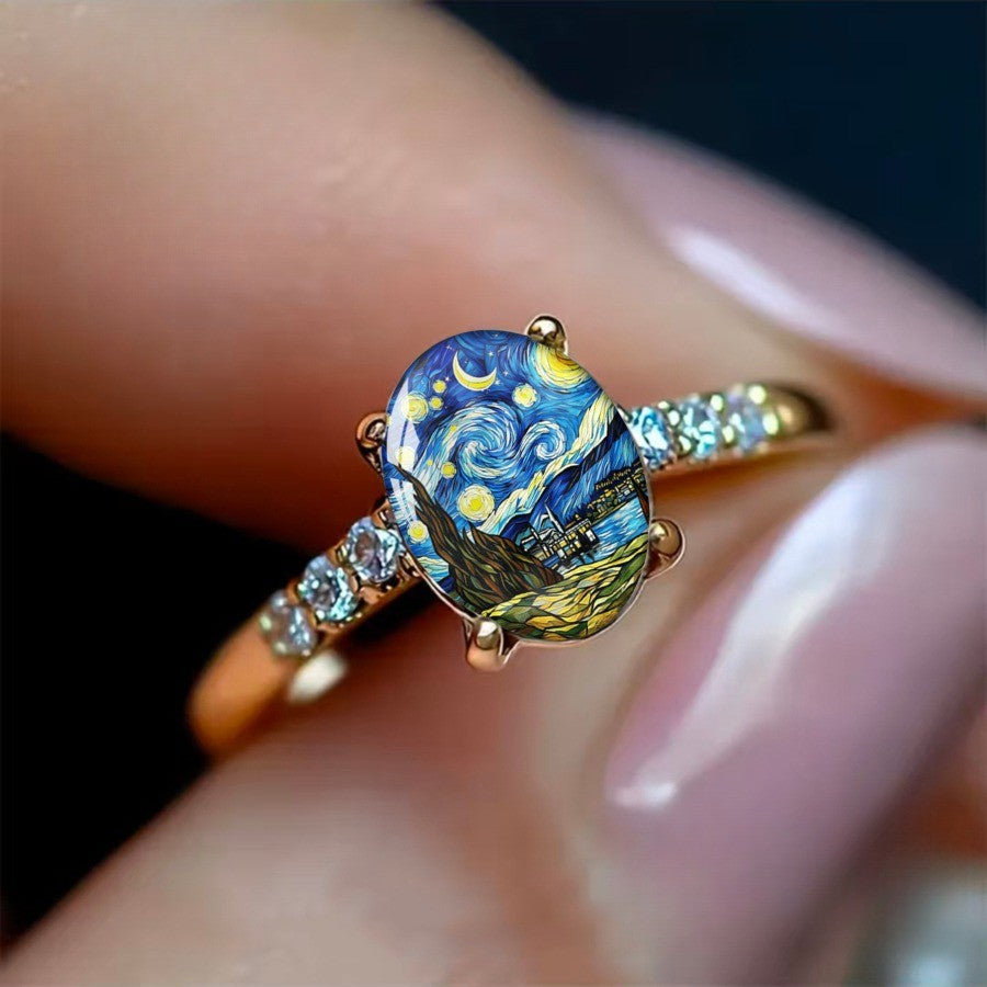 Starry Night Oval Ring