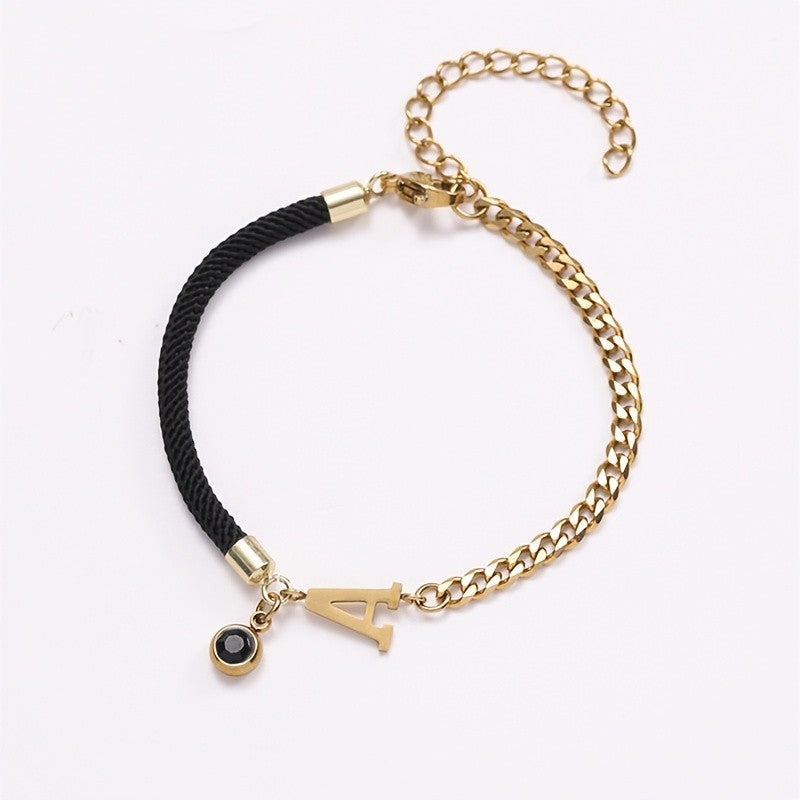 Initial Letter Cord & Chain Bracelet