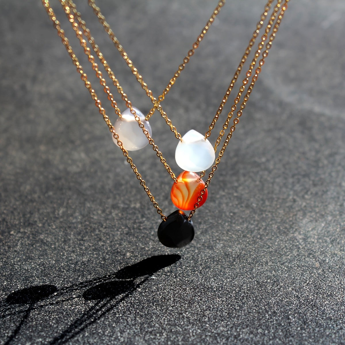 Natural Agate Teardrop Necklace