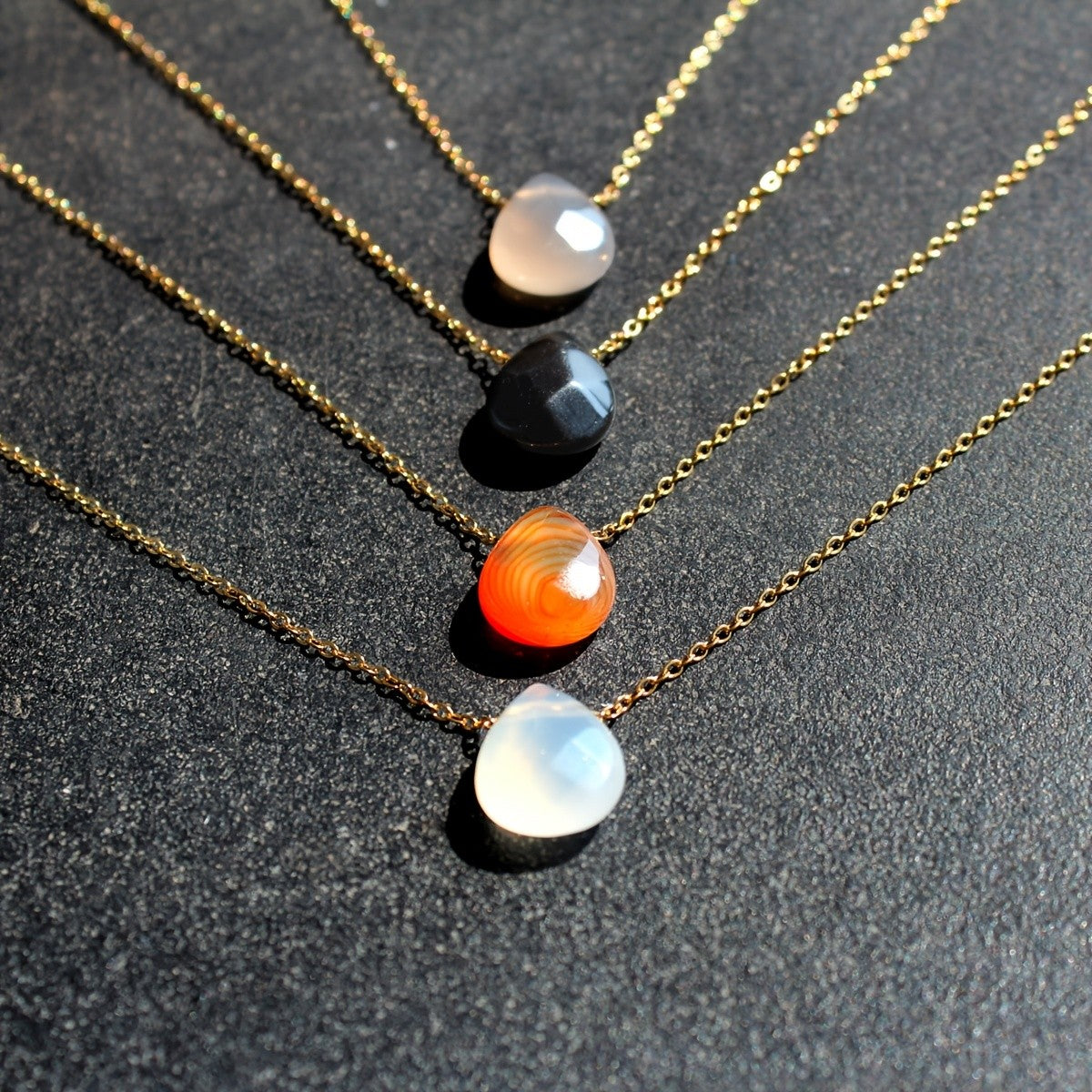 Natural Agate Teardrop Necklace