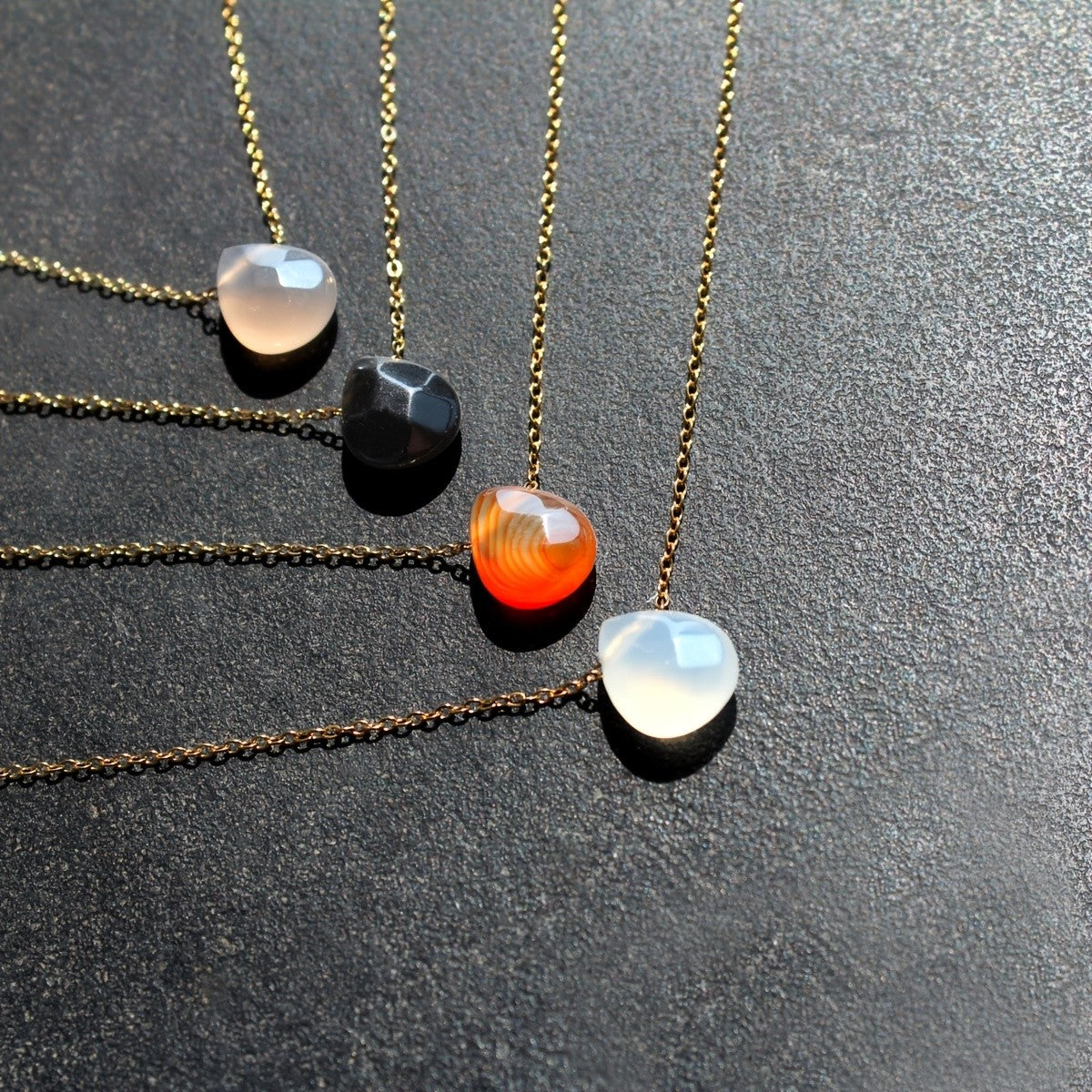 Natural Agate Teardrop Necklace