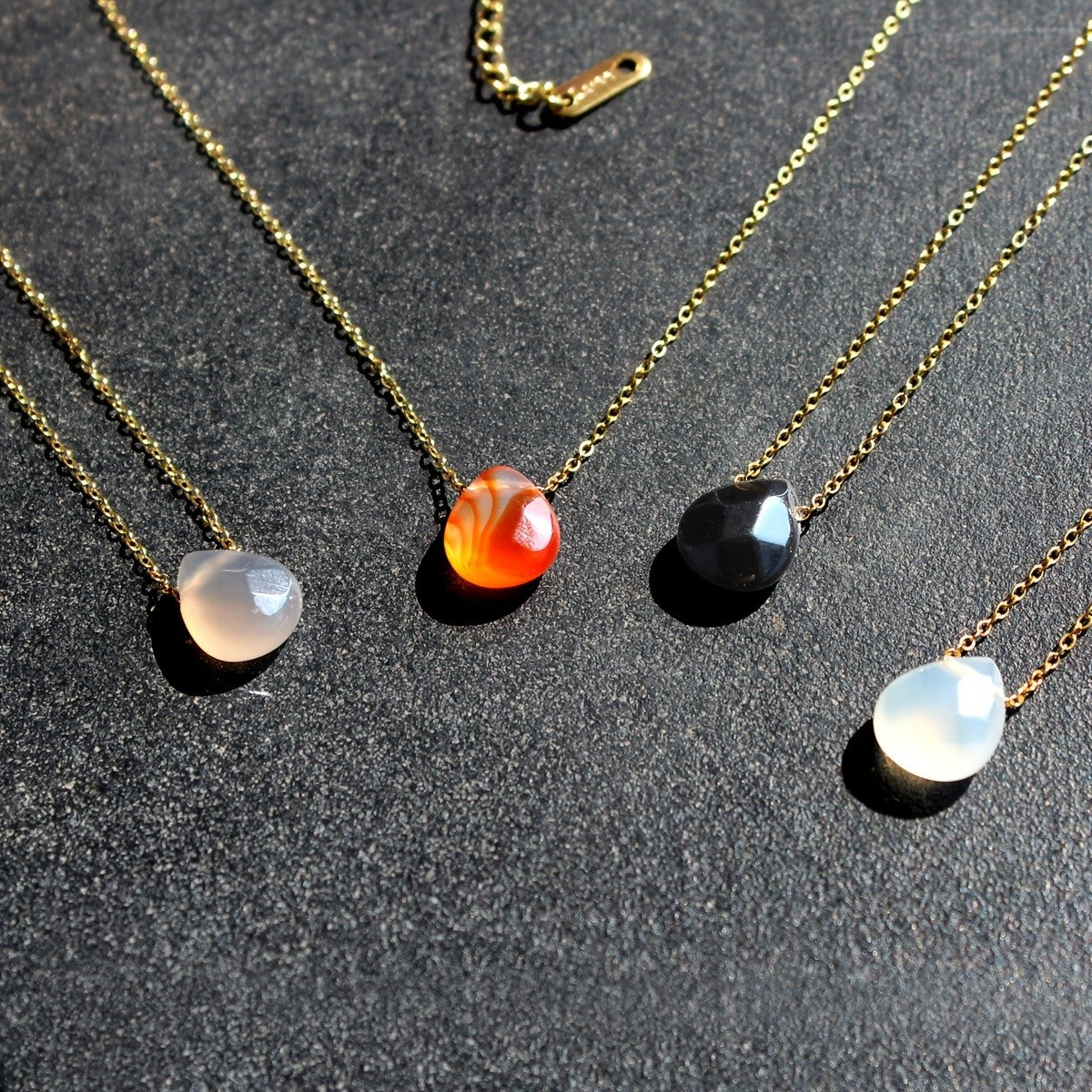 Natural Agate Teardrop Necklace