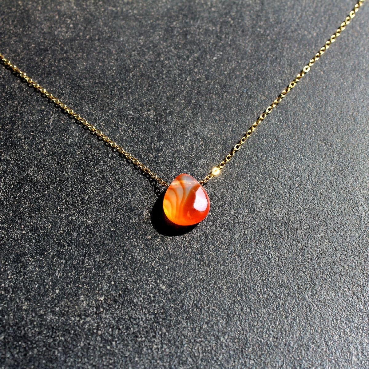 Natural Agate Teardrop Necklace