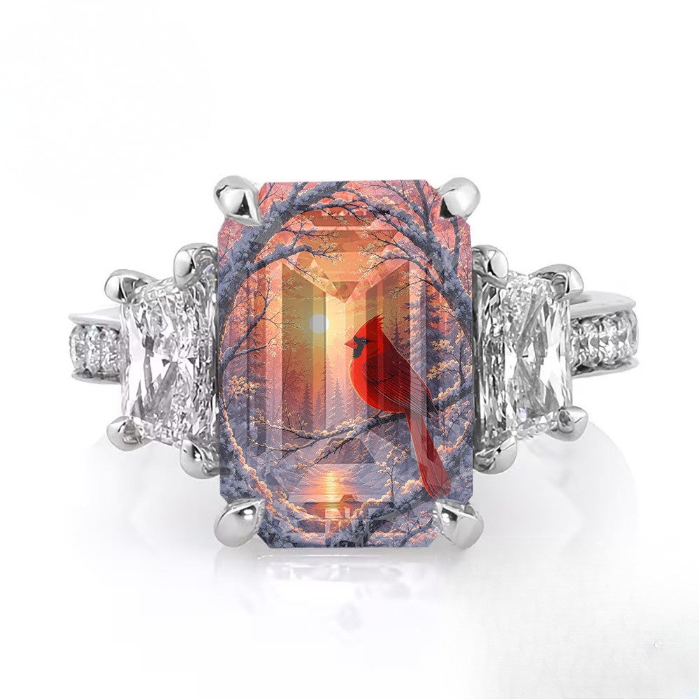 Winter Cardinal Sunset Ring