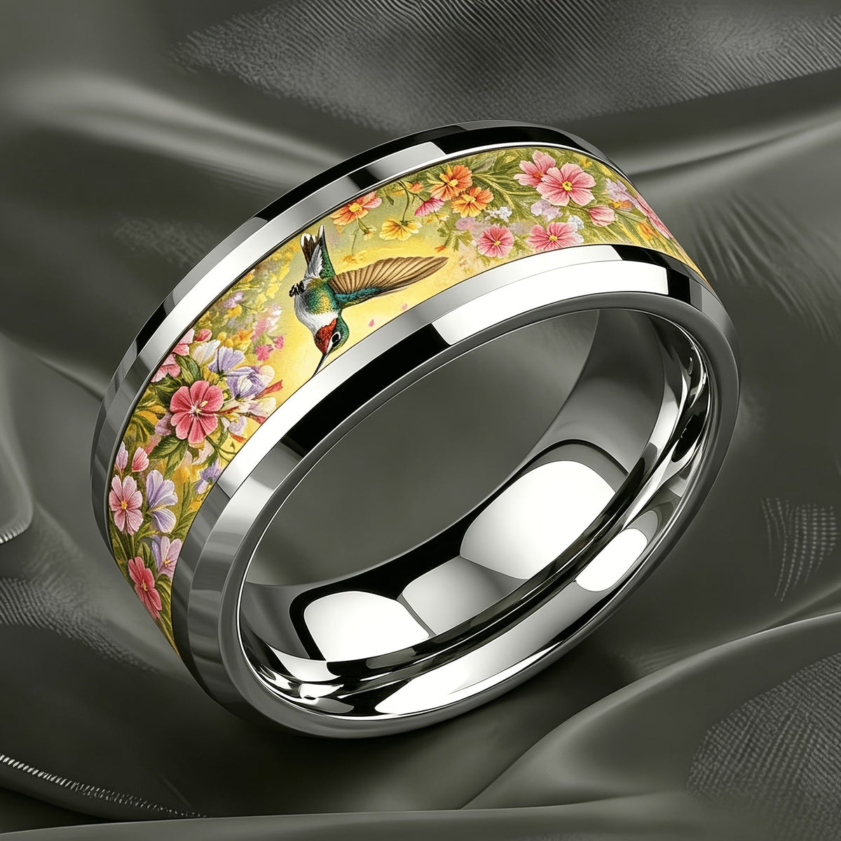 Hummingbird Garden Band Ring