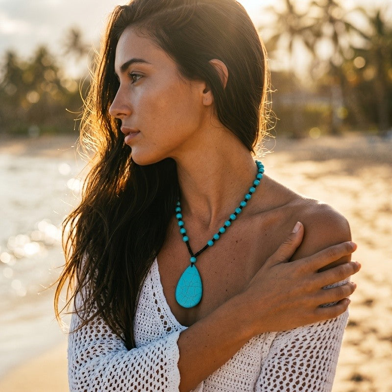 Turquoise Teardrop Pendant Necklace