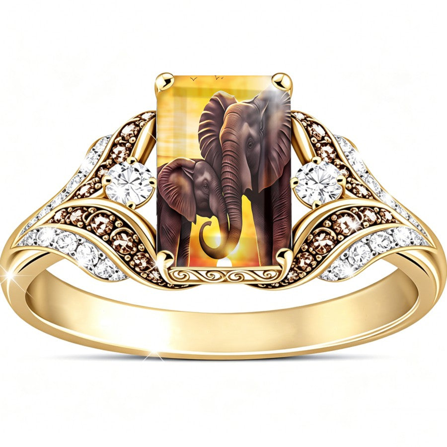 Elephant Sunset Square Ring