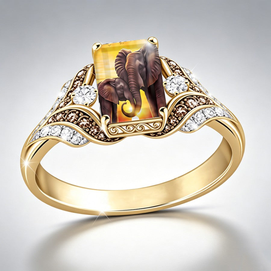 Elephant Sunset Square Ring