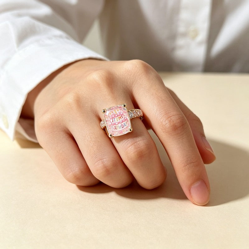 Birthday Cake Square Ring