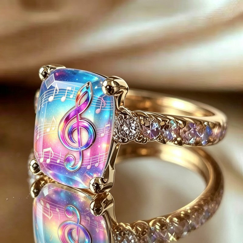 Galaxy Music Note Square Ring