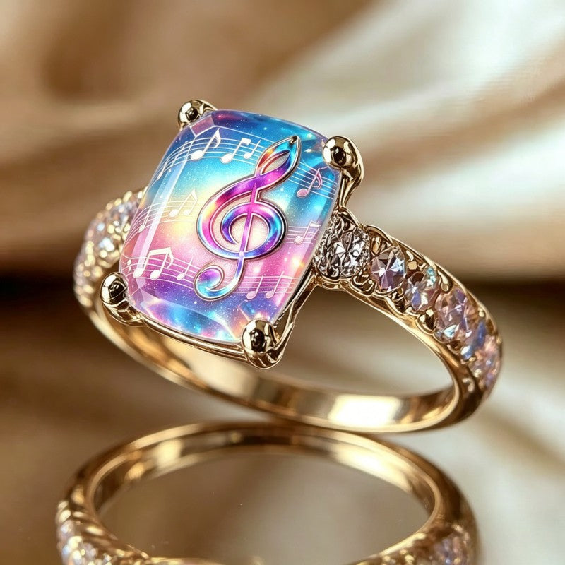 Galaxy Music Note Square Ring