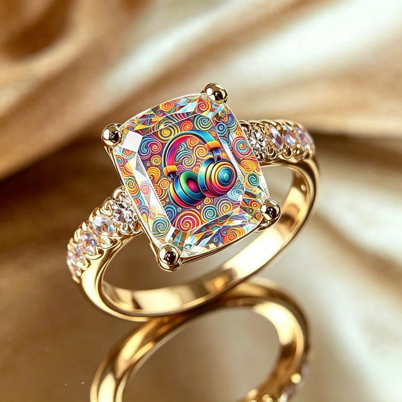 Colorful Headphone Square Ring