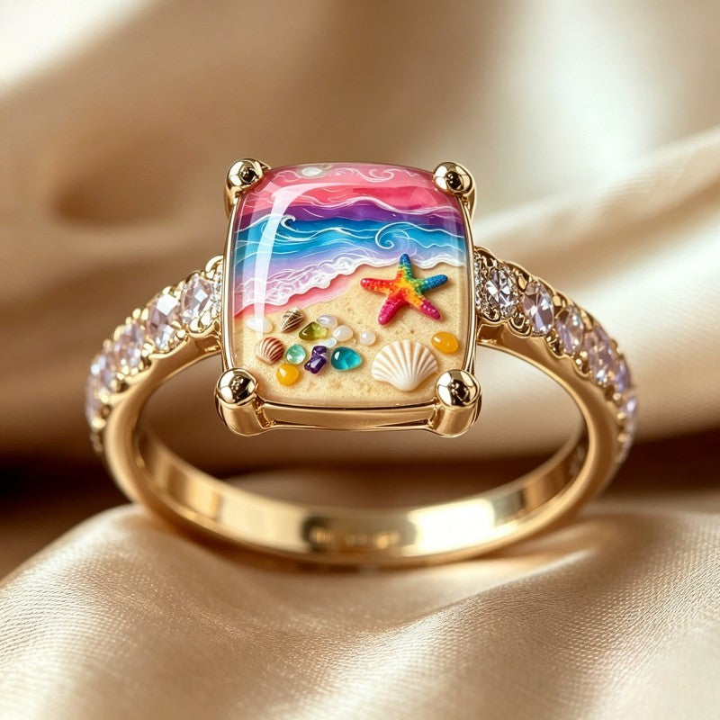Rainbow Beach Scene Ring