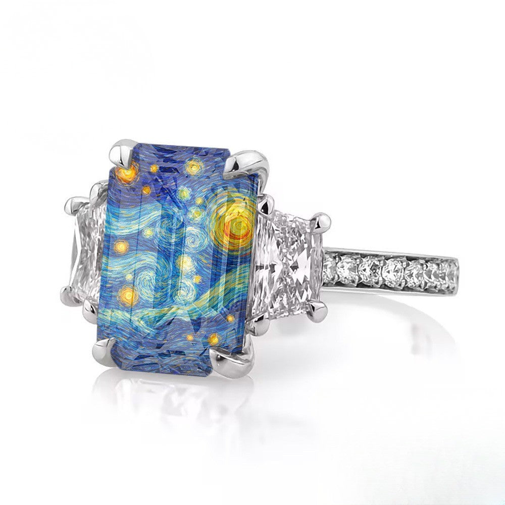 Swirling Sky Rectangular Ring