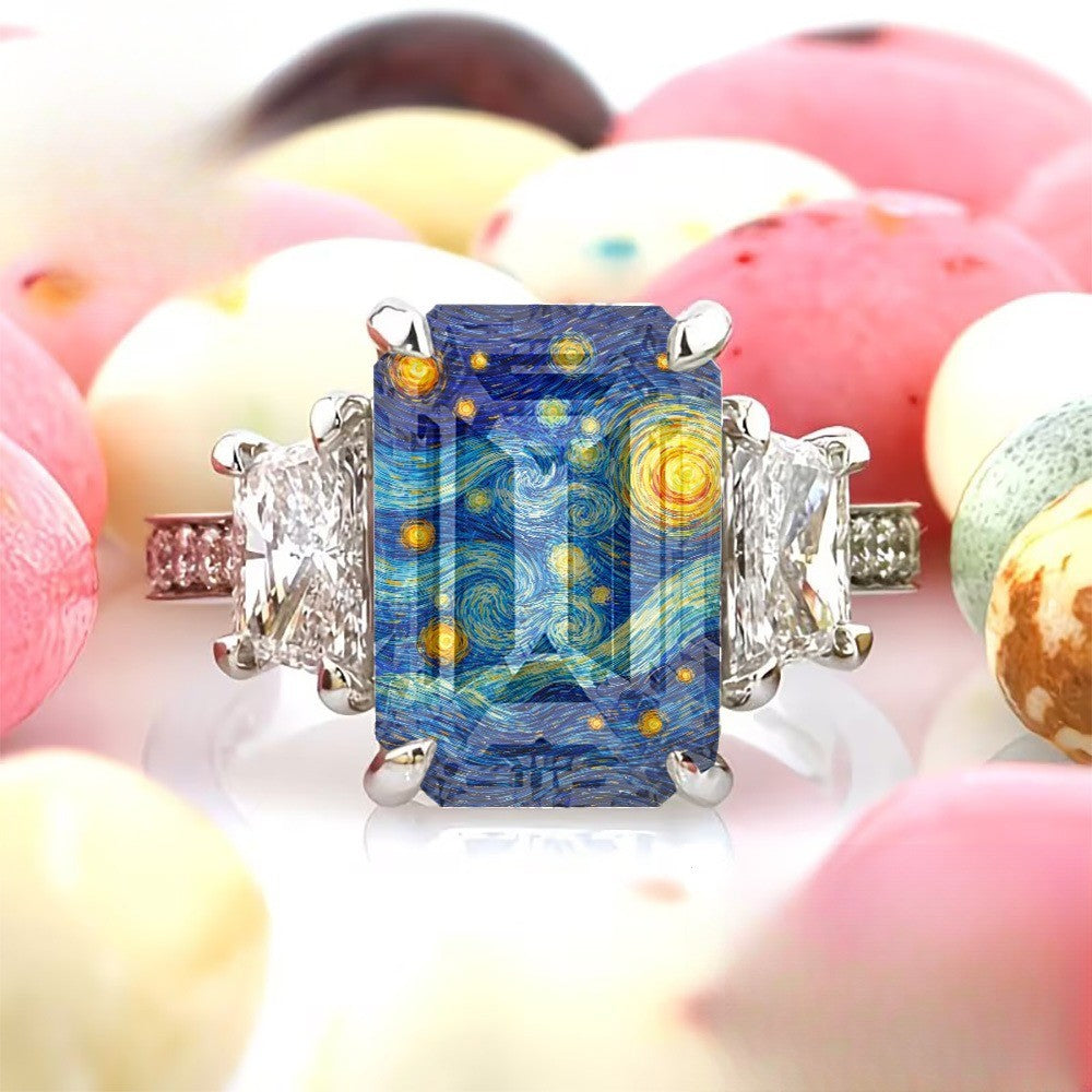 Swirling Sky Rectangular Ring
