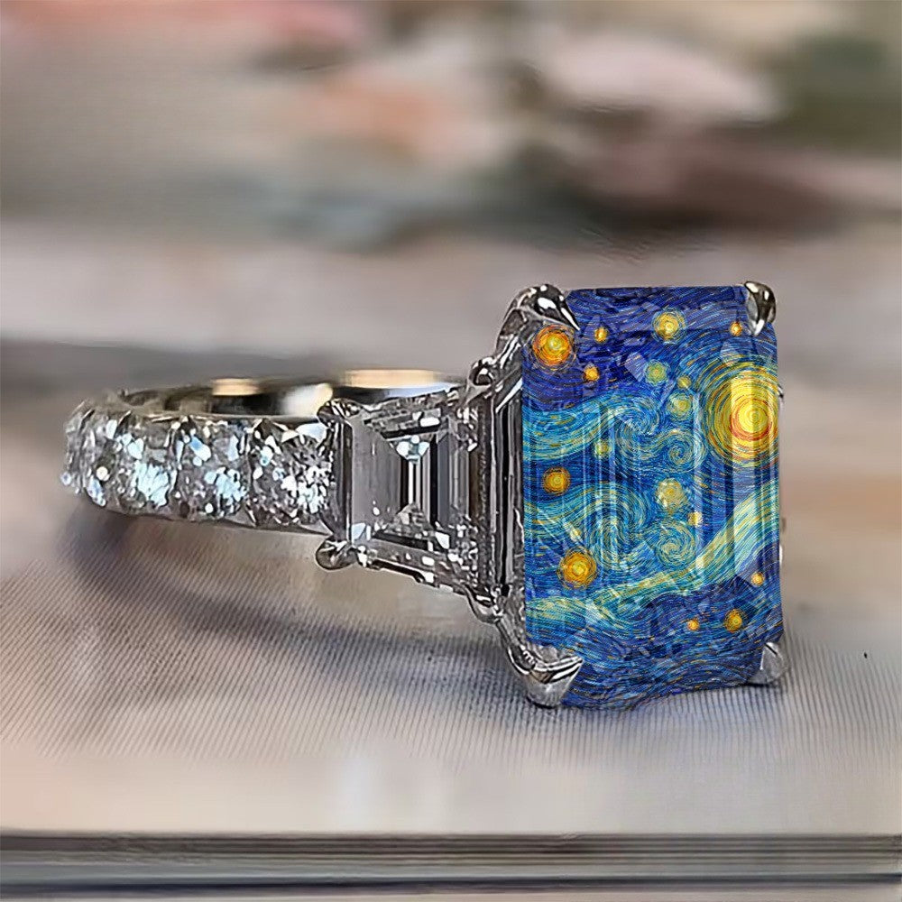 Swirling Sky Rectangular Ring