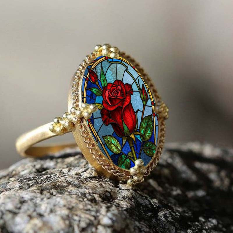 Stained Glass Rose Ring
