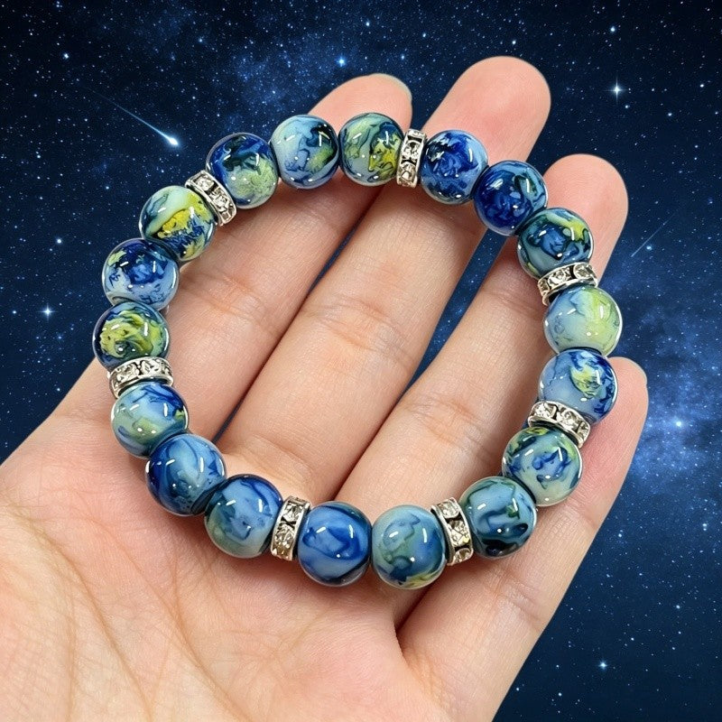 Starry Night Glass Bead Bracelet