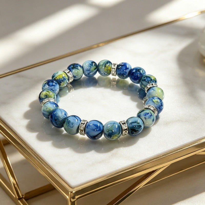 Starry Night Glass Bead Bracelet