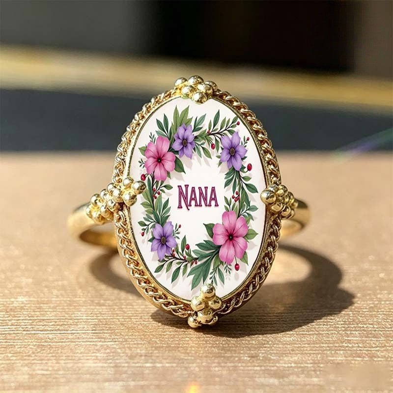 Floral Nana Oval Ring