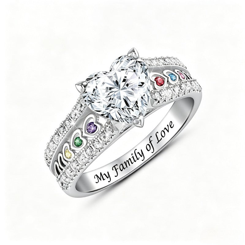 My Family of Love Heart Ring
