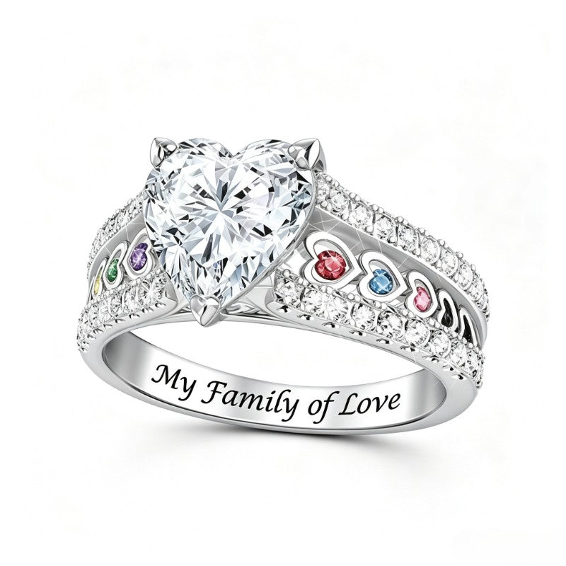 My Family of Love Heart Ring