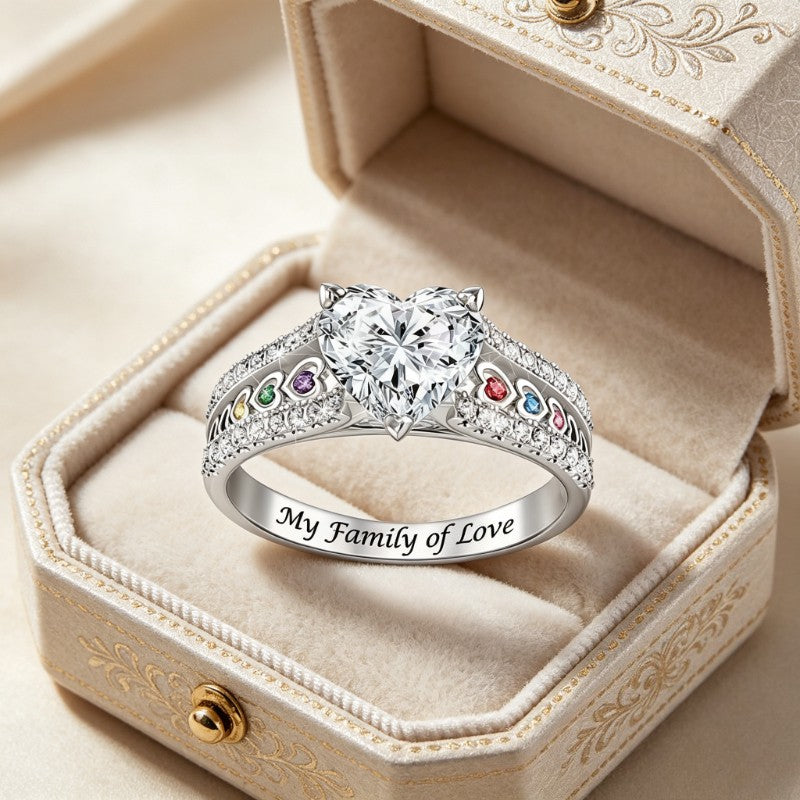 My Family of Love Heart Ring