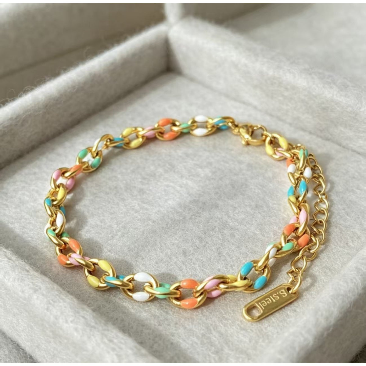 Colorful Enamel Link Bracelet