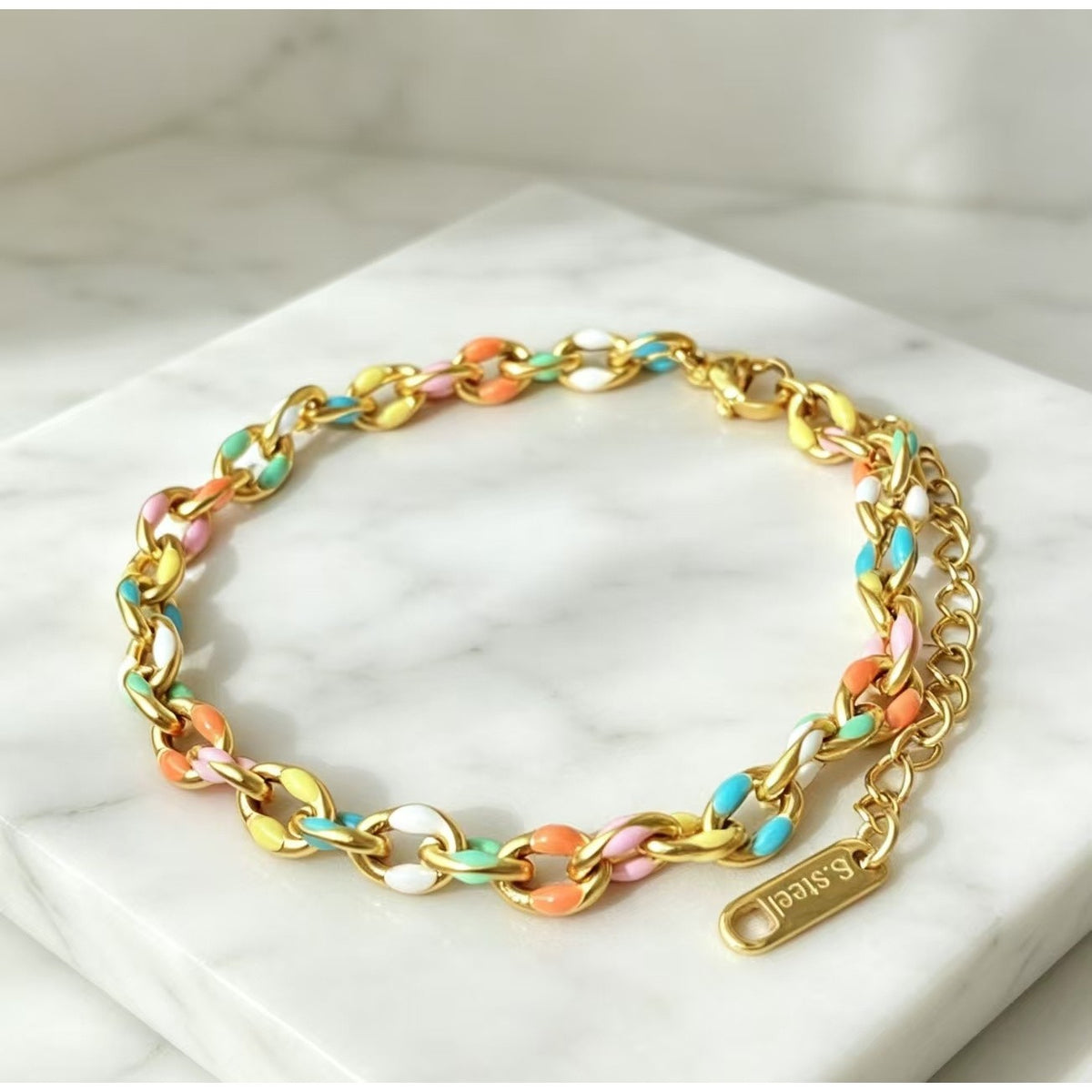 Colorful Enamel Link Bracelet