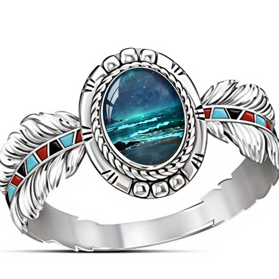 Ocean Wave Oval Ring