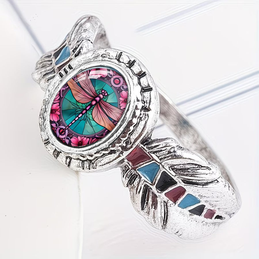 Dragonfly Feather Oval Ring