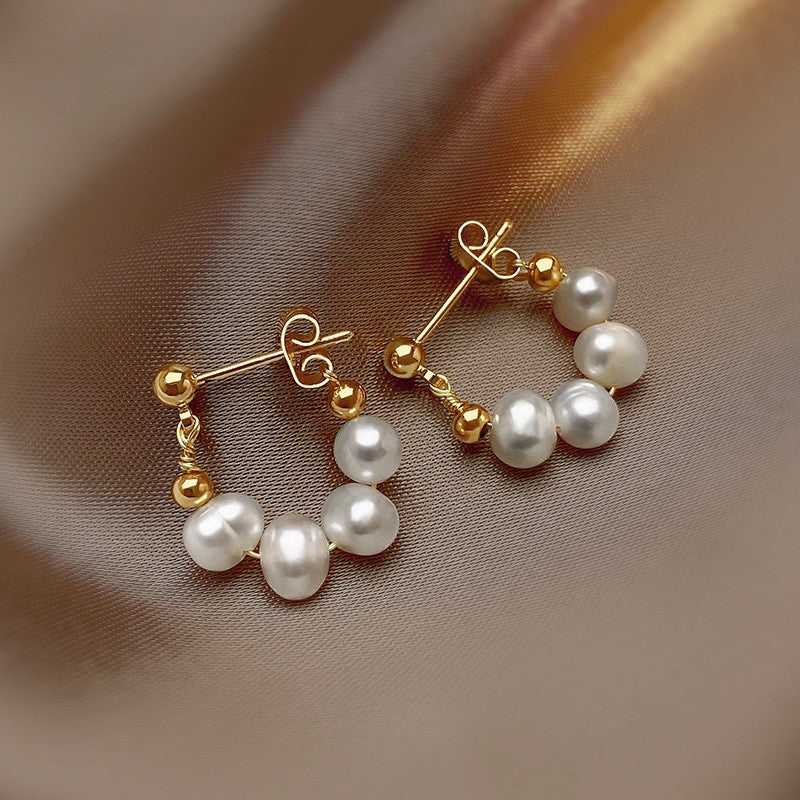 Baroque Pearl Circle Earrings