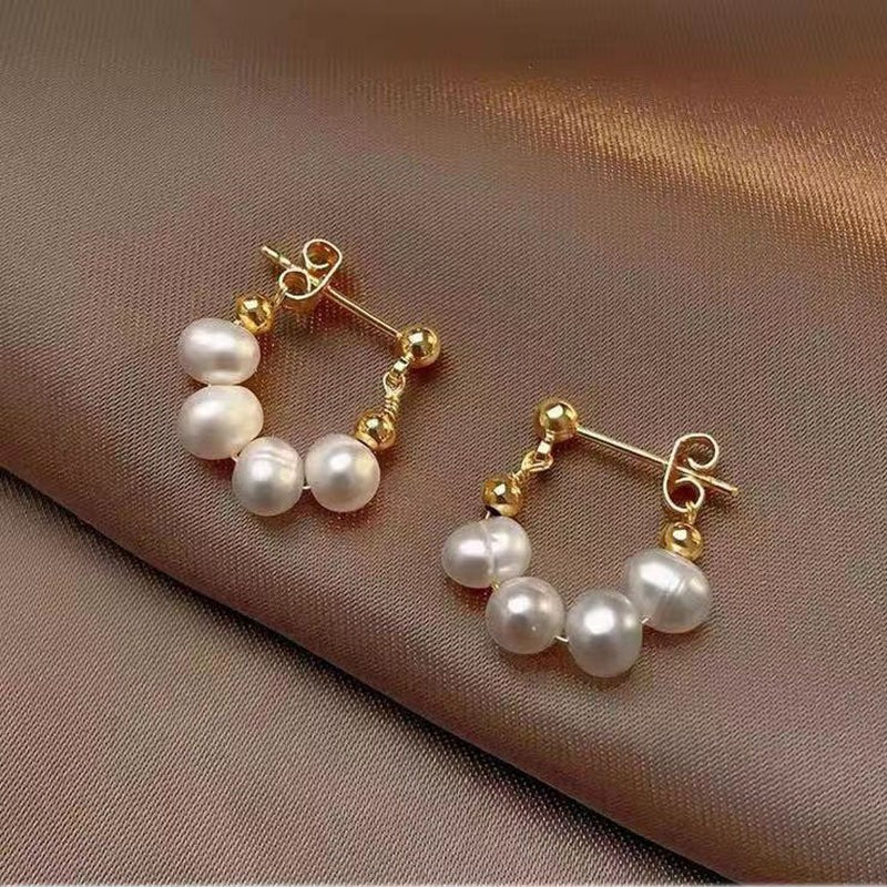 Baroque Pearl Circle Earrings