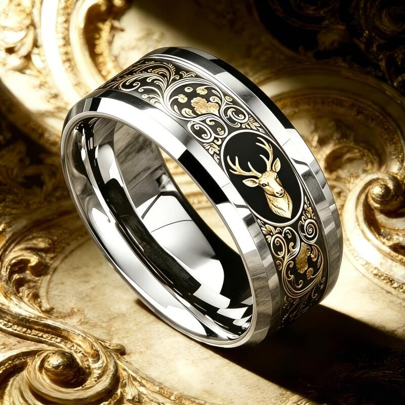 Stag & Scrollwork Ring