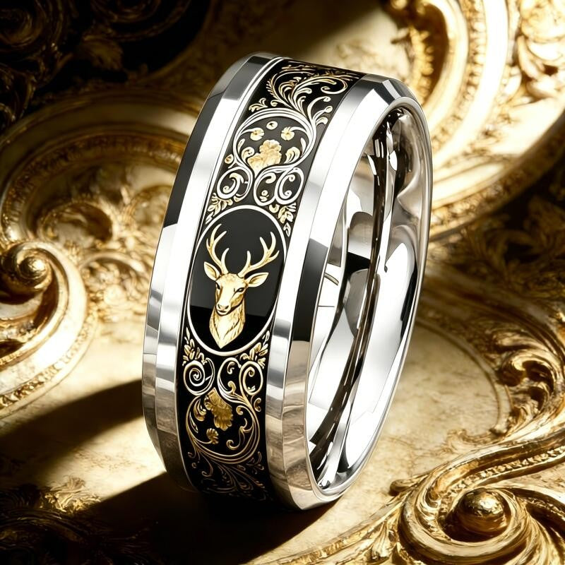 Stag & Scrollwork Ring