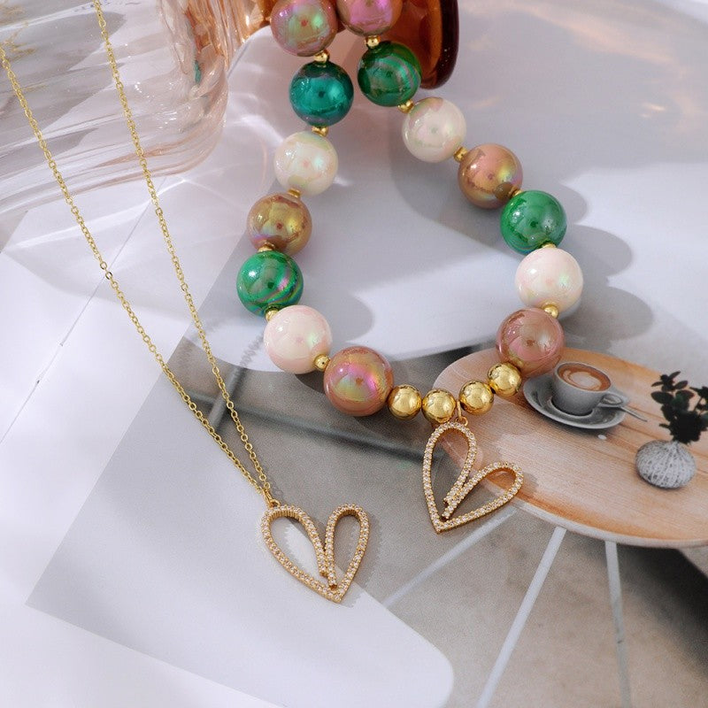 Crystal Open Heart Pendant Necklace
