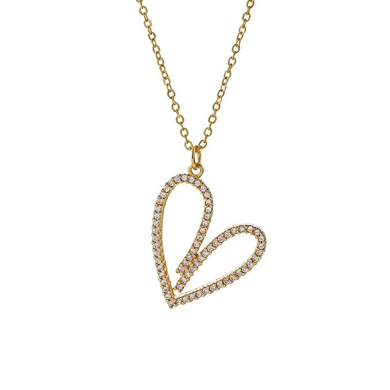 Crystal Open Heart Pendant Necklace
