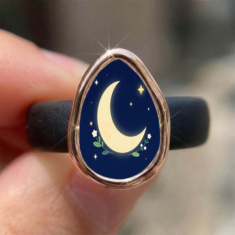 Crescent Moon Floral Ring