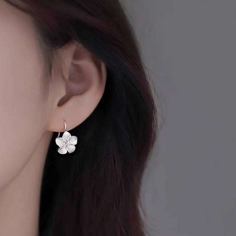 Crystal Center Flower Drop Earrings