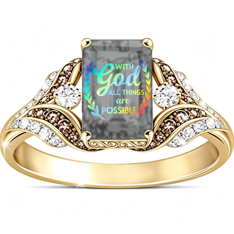 With God Square Statement Ring