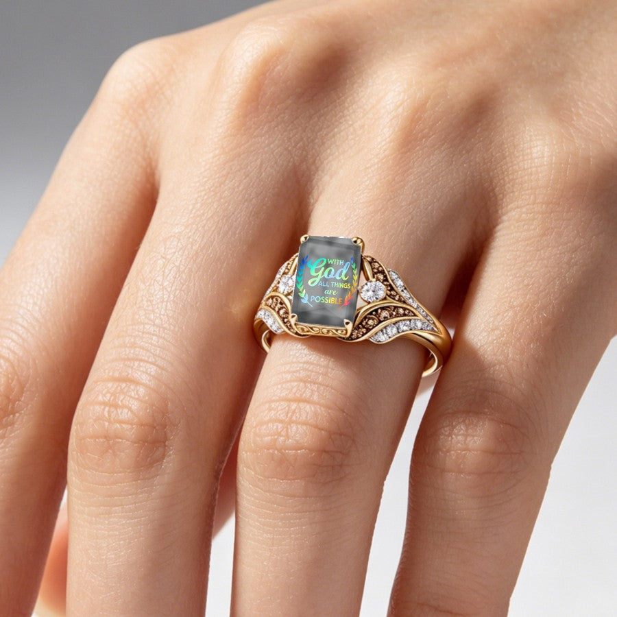 With God Square Statement Ring