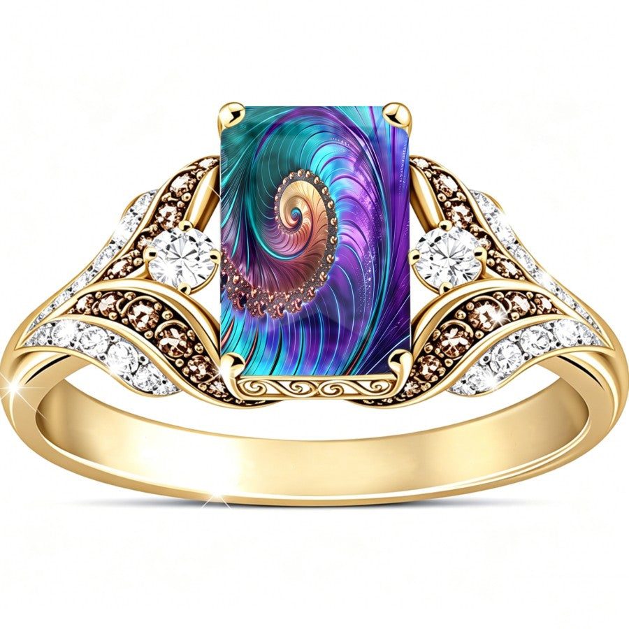 Colorful Spiral Square Ring