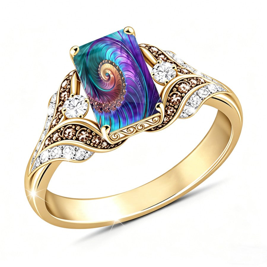 Colorful Spiral Square Ring