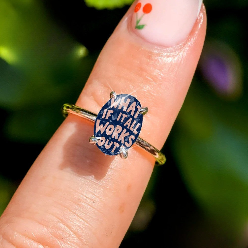 Blue Oval Affirmation Ring