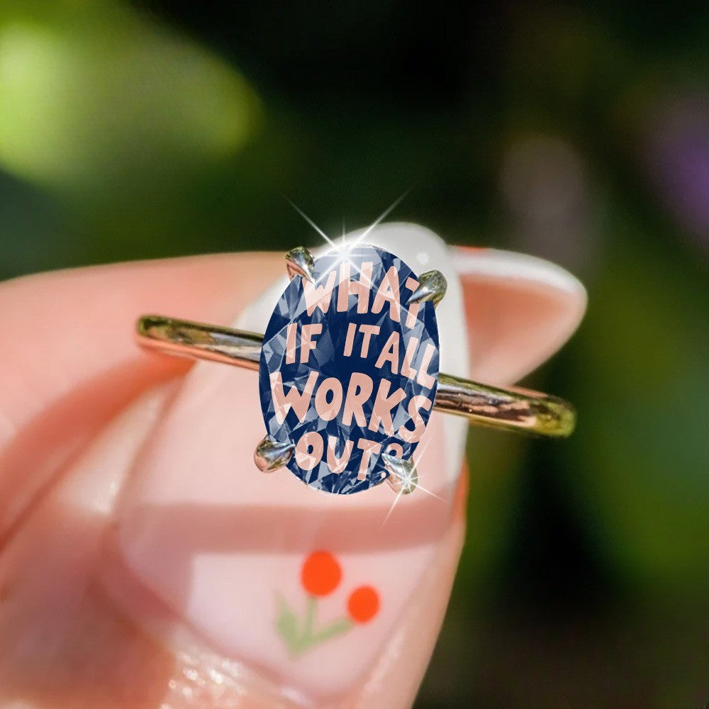 Blue Oval Affirmation Ring